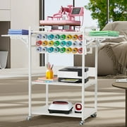 Erommy Craft Cart Table, Foldable Heat Press Table, Machine Table Sewing Table, for Craft Room Home